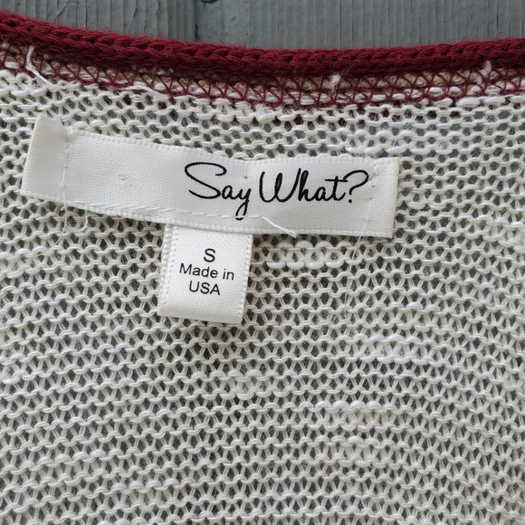 Boho Knit Kimono Wrap | Red & Cream for Layering - Picture 8 of 12